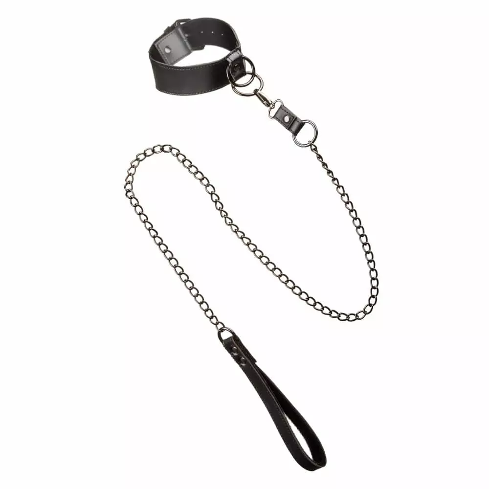 Euphoria Collection Collar with Chain Leash Set In Black